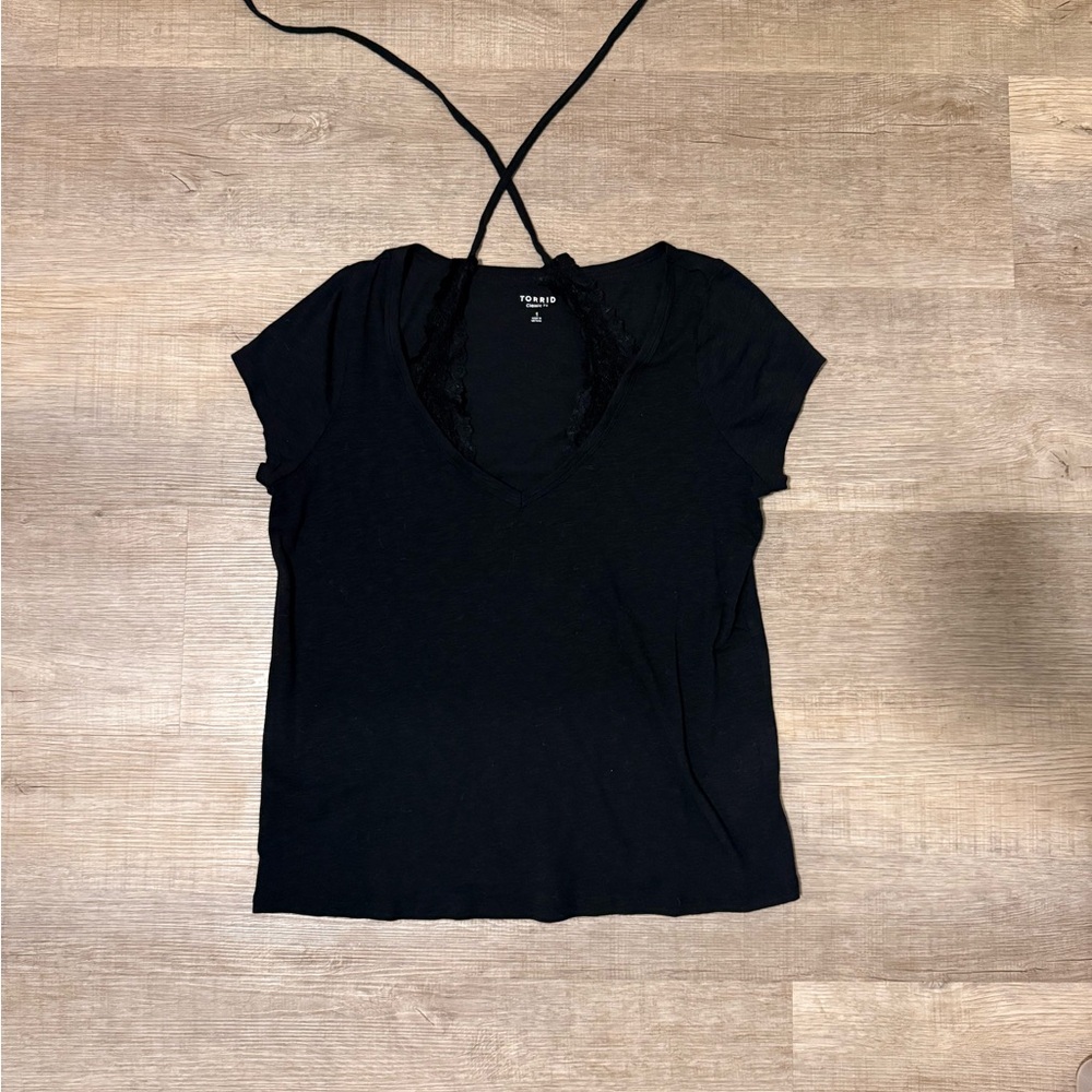 Torrid Lace Halter-Neck Tee | Black | Size 1